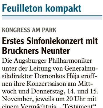 Ankündigung Bruckner